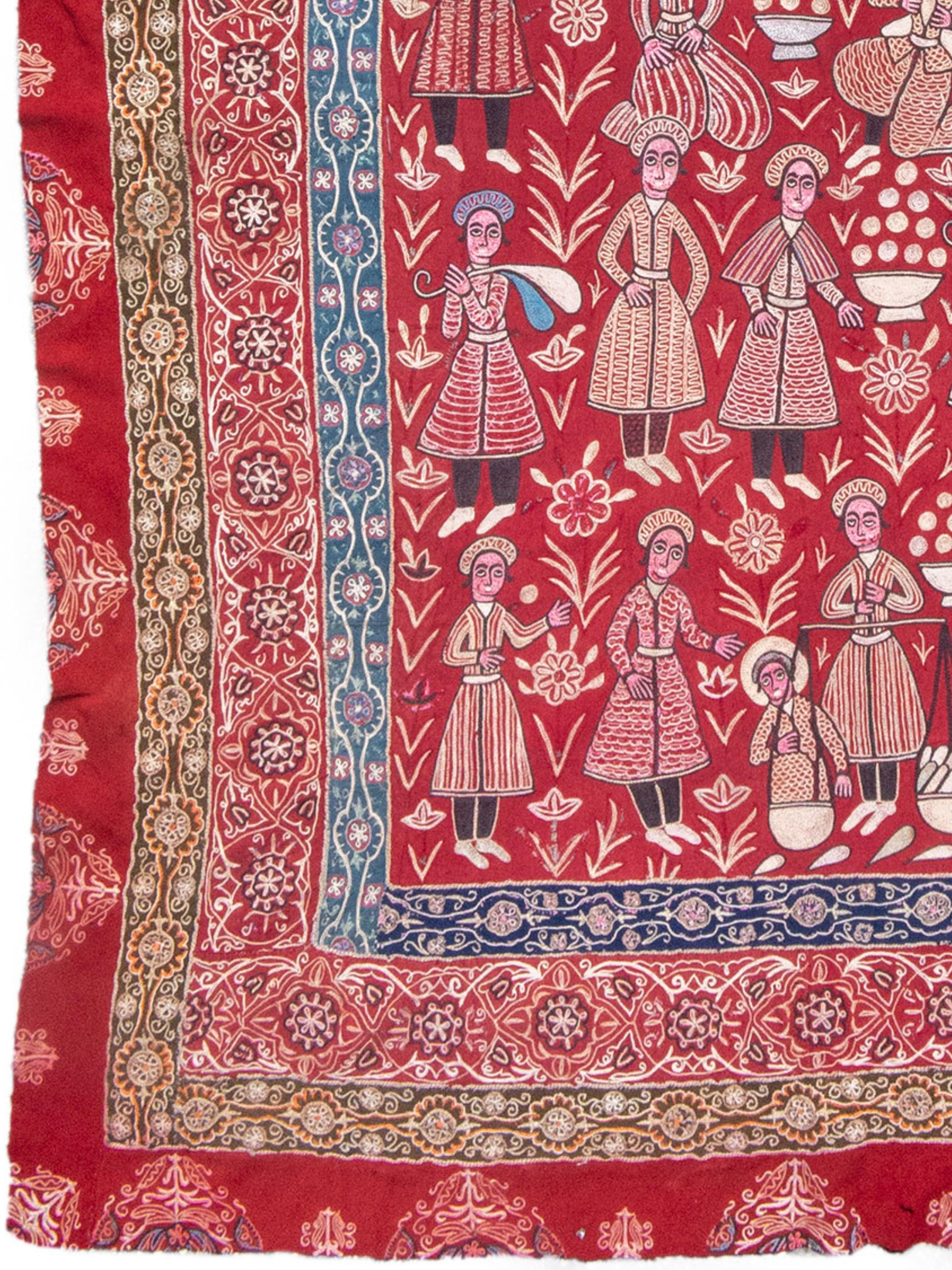 Perse Tapis à broder de Rasht, c. 1900 en vente