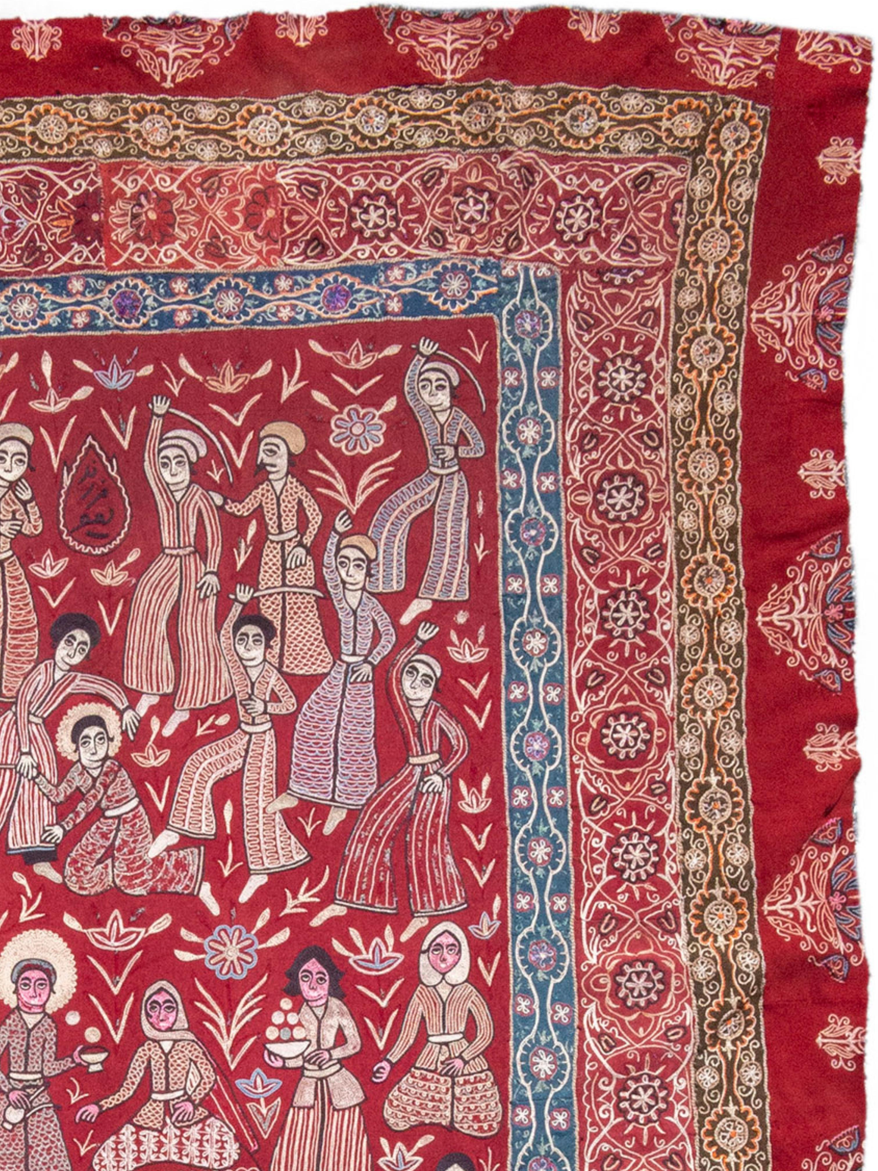 Tapis à broder de Rasht, c. 1900 Excellent état - En vente à San Francisco, CA