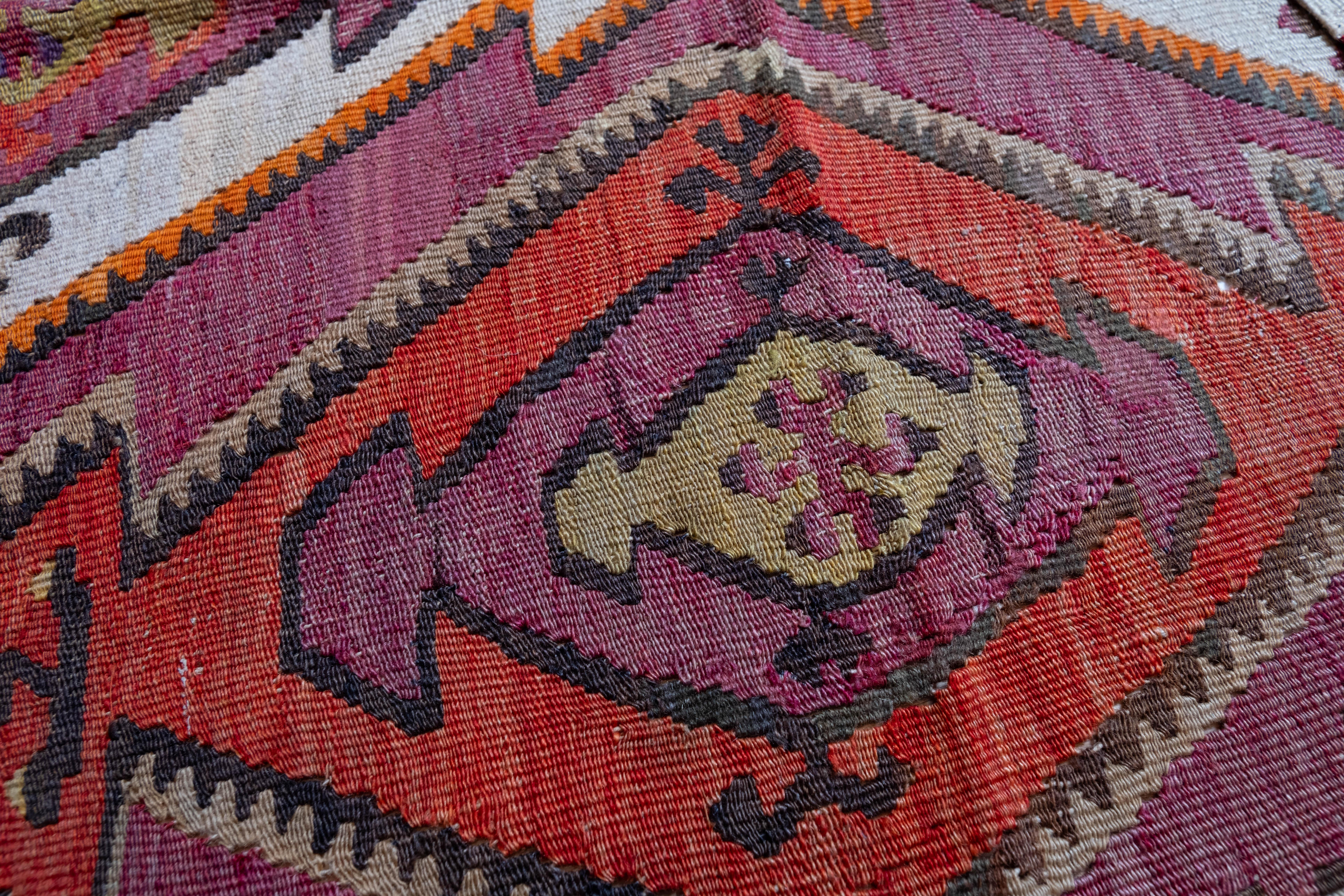 Rashwan Kayseri Kilim Rug Wool Old Vintage Eastern Anatolian Turkish Carpet In Good Condition For Sale In Tokyo, JP