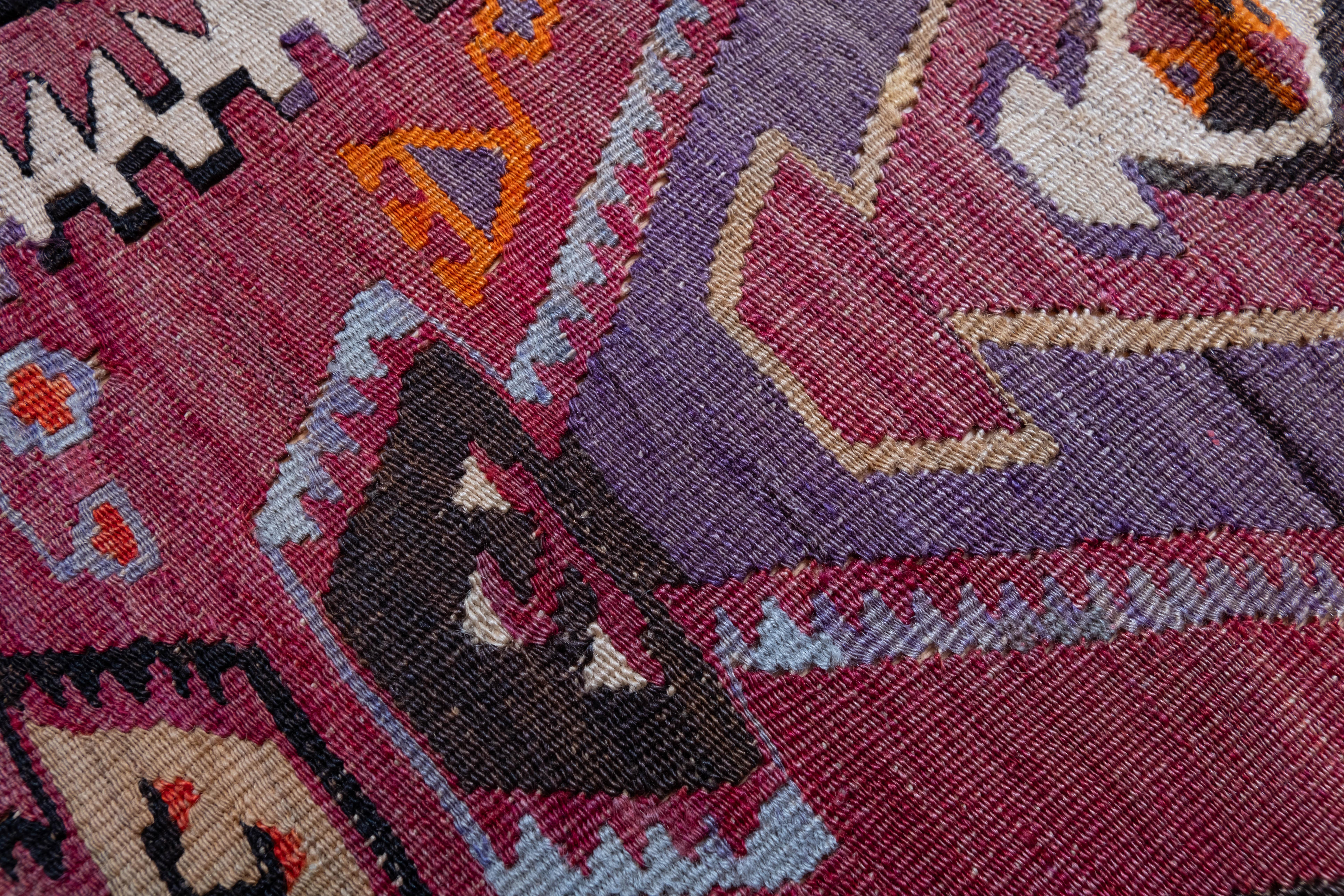 20th Century Rashwan Kayseri Kilim Rug Wool Old Vintage Eastern Anatolian Turkish Carpet For Sale