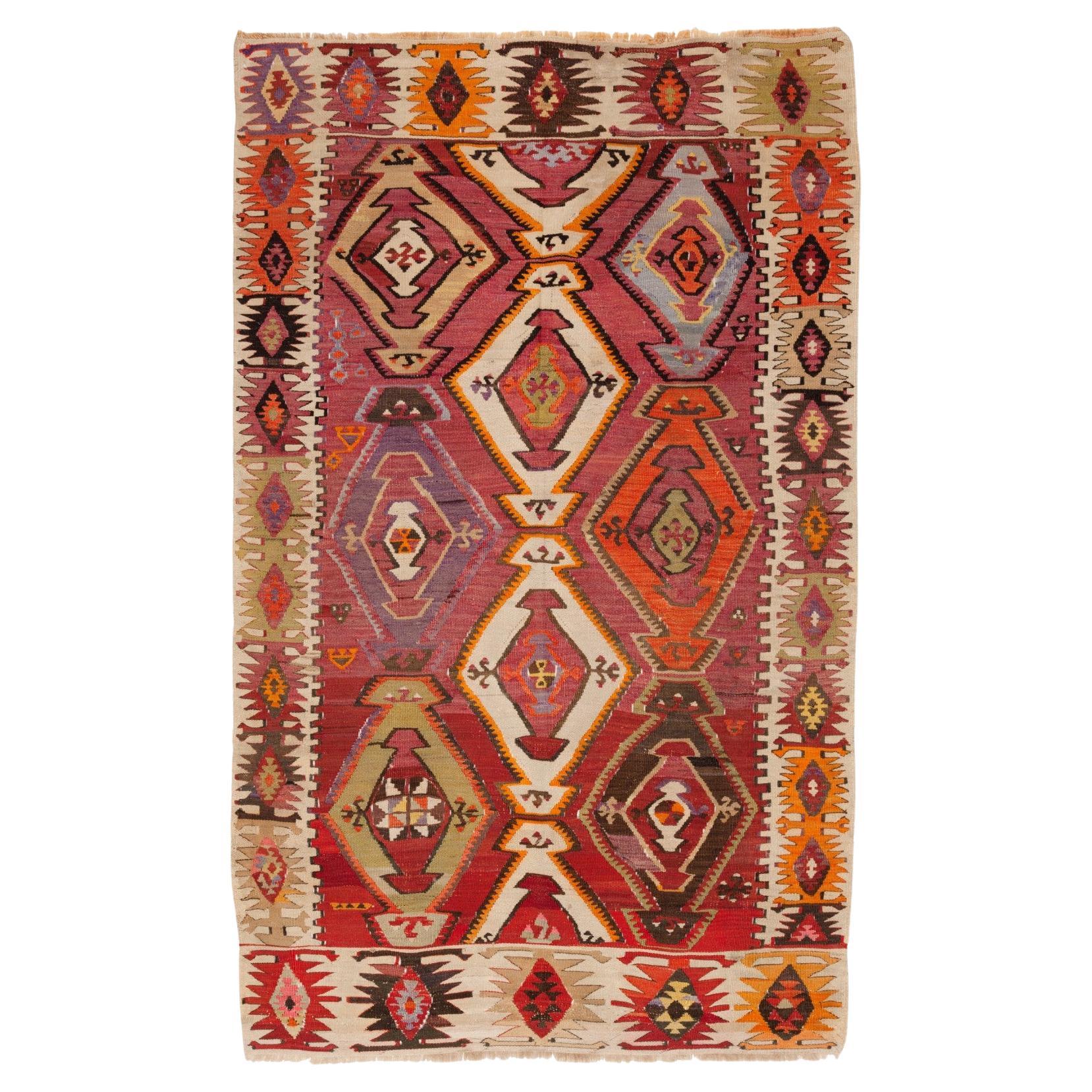 Rashwan Kayseri Kilim Rug Wool Old Vintage Eastern Anatolian Turkish Carpet For Sale