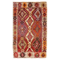 Rashwan Kayseri Kilim Rug Wool Old Vintage Eastern Anatolian Turkish Carpet