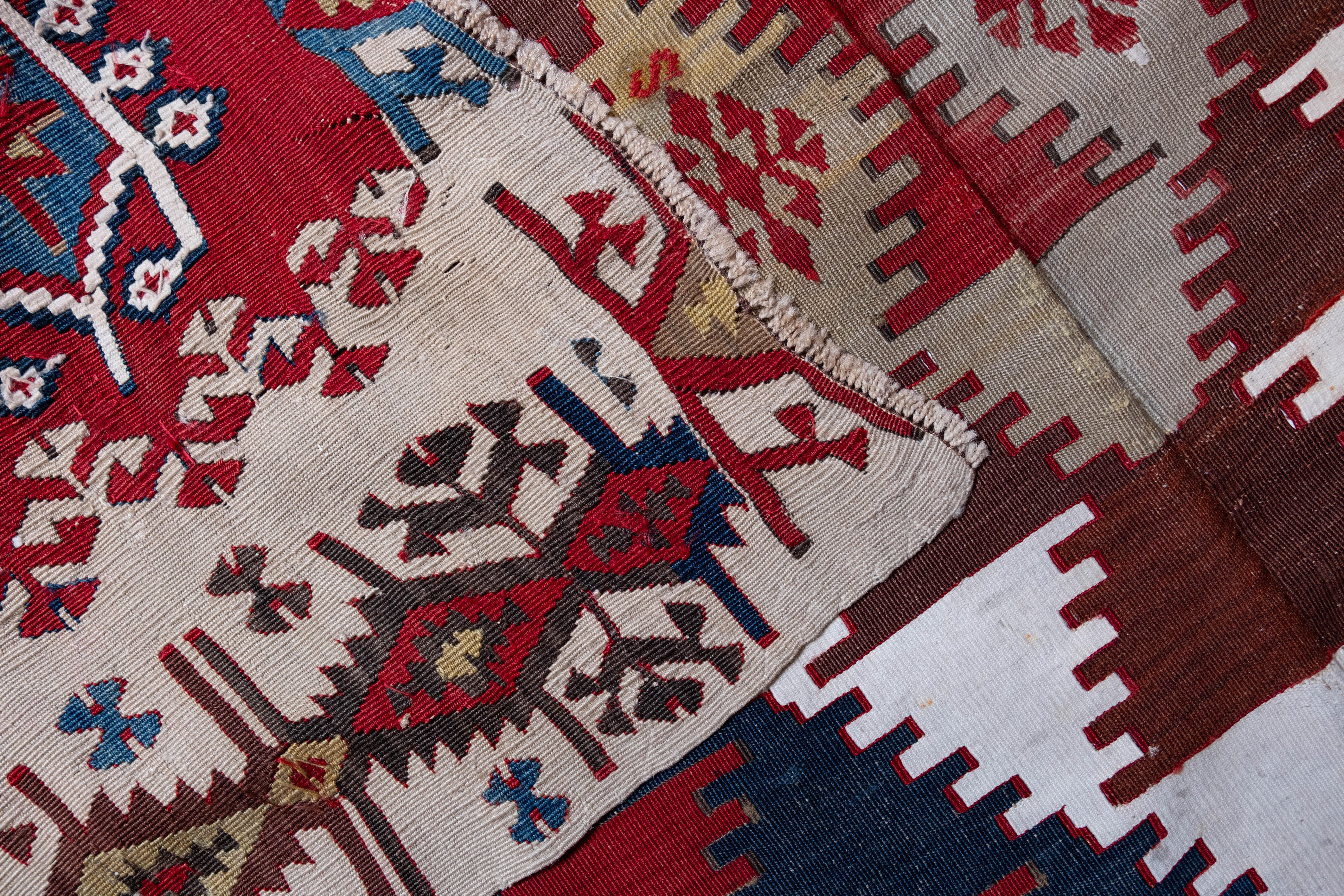 Hand-Knotted Rashwan Malatya Kilim Rug Wool Old Vintage Eastern Anatolian Turkish Carpet For Sale