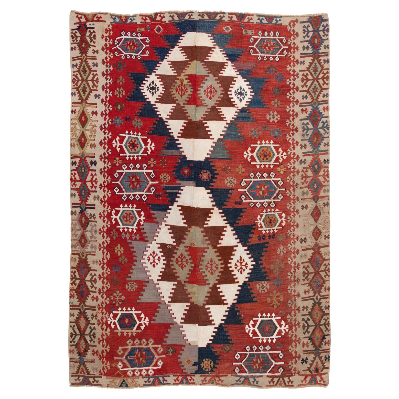 Rashwan Malatya Kilim Rug Wool Old Vintage Eastern Anatolian Turkish Carpet For Sale
