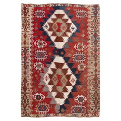 Rashwan Malatya Kilim Rug Wool Old Vintage Eastern Anatolian Turkish Carpet