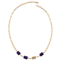 Rasia Collier en lapis et or rose 14 carats avec diamants blancs