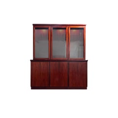 Rasmus Danish Mid Century Modern Lighted Rosewood China Cabinet Hutch c. 1970s