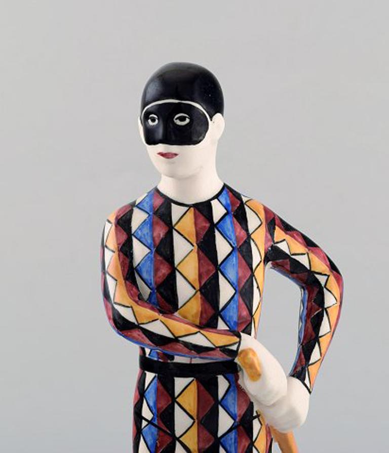 Mid-20th Century Rasmus Harboe for Alumina, Rare Harlequin Porcelain Figurine