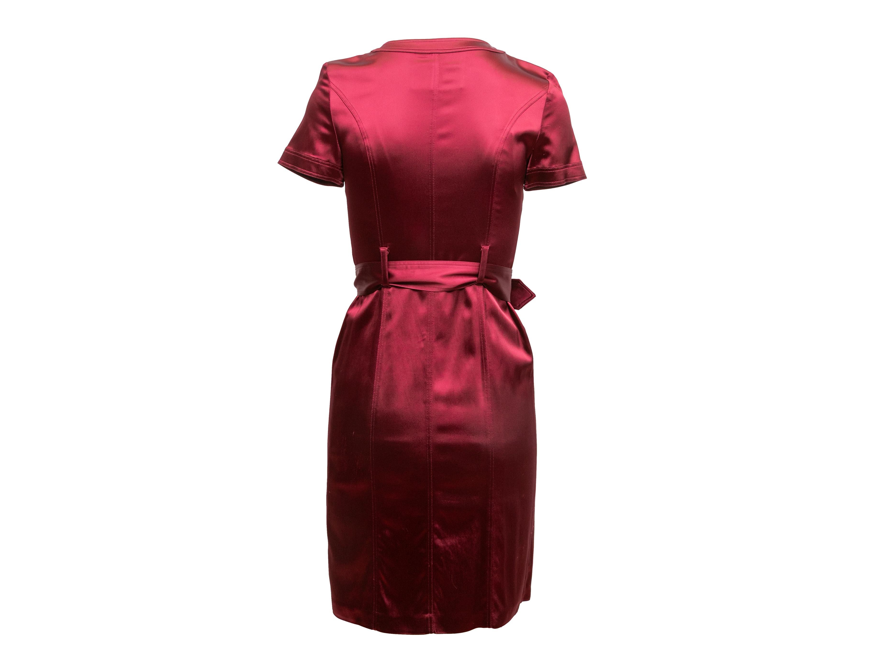 Raspberry Burberry London Satin Kleid mit Knopfleiste Größe US 2 Damen