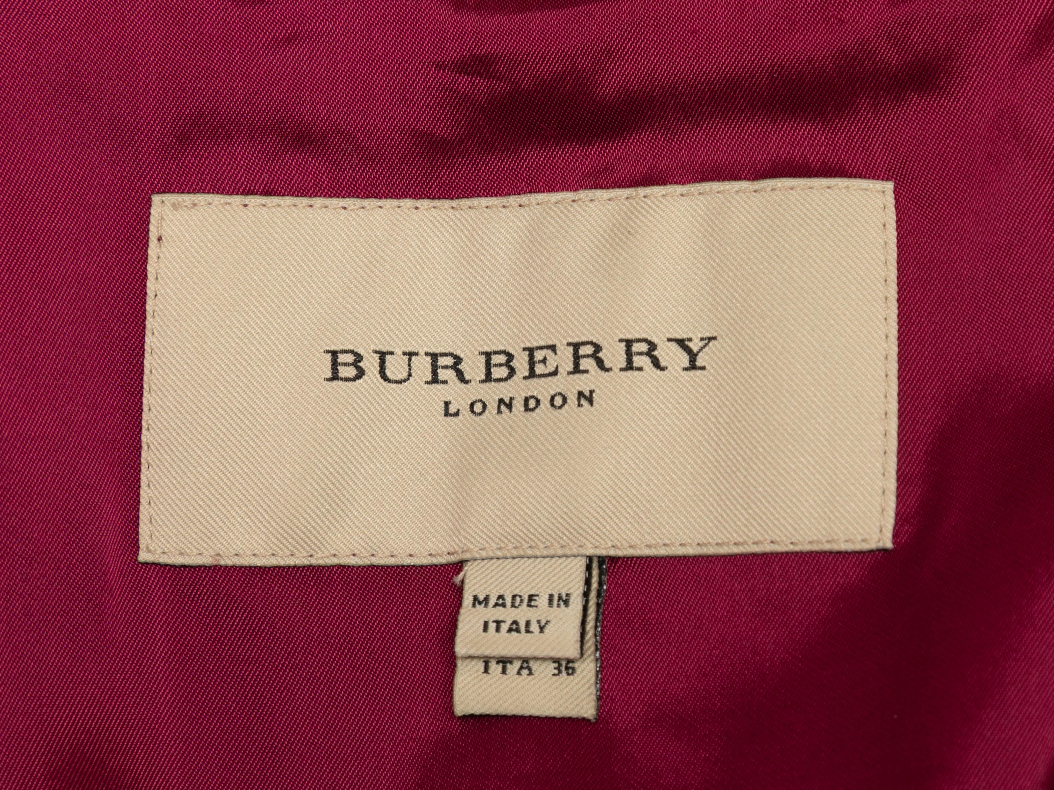 Raspberry Burberry London Satin Kleid mit Knopfleiste Größe US 2 1