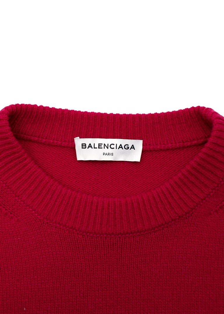 Raspberry Cashmere-Blend Logo Embroidered Knitted Jumper For Sale at ...