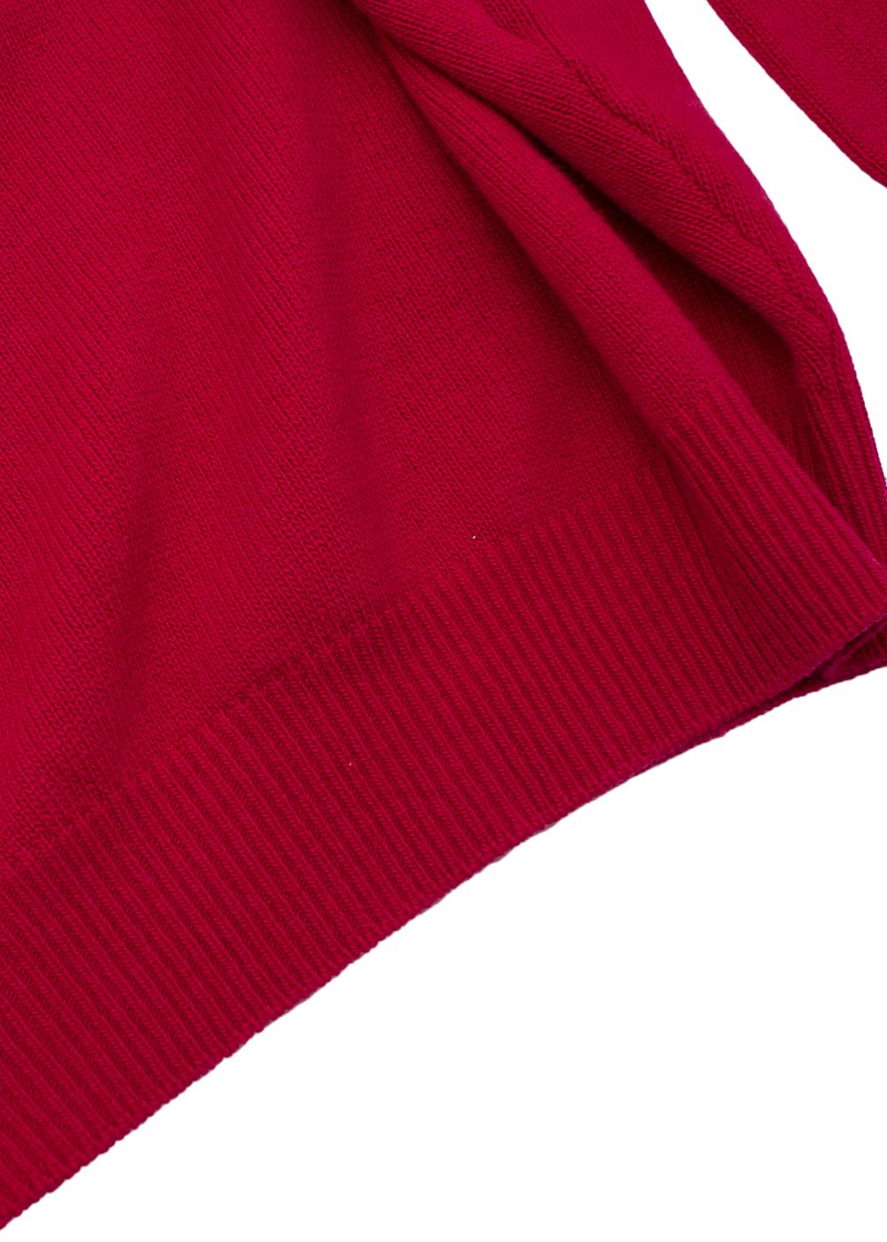 Maglia con logo ricamato in misto cashmere color lampone in vendita 1