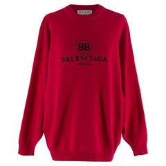Raspberry Cashmere-Blend Logo Embroidered Knitted Jumper