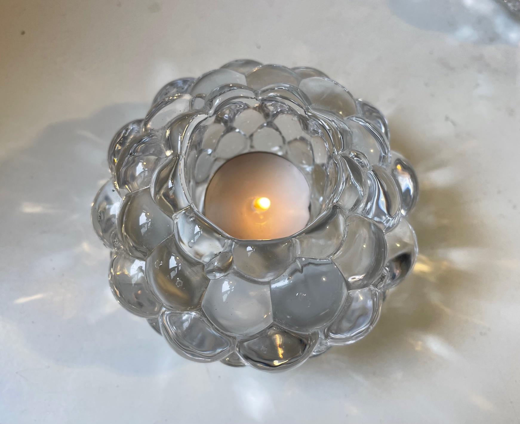 Kerzenhalter aus Himbeerfarbenem Glas von Anne Nilsson für Orrefors, 5er-Set (Schwedisch) im Angebot