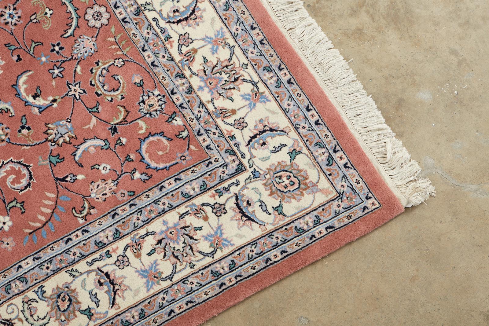 Raspberry Indo Persian Kashan Design Rug For Sale 1