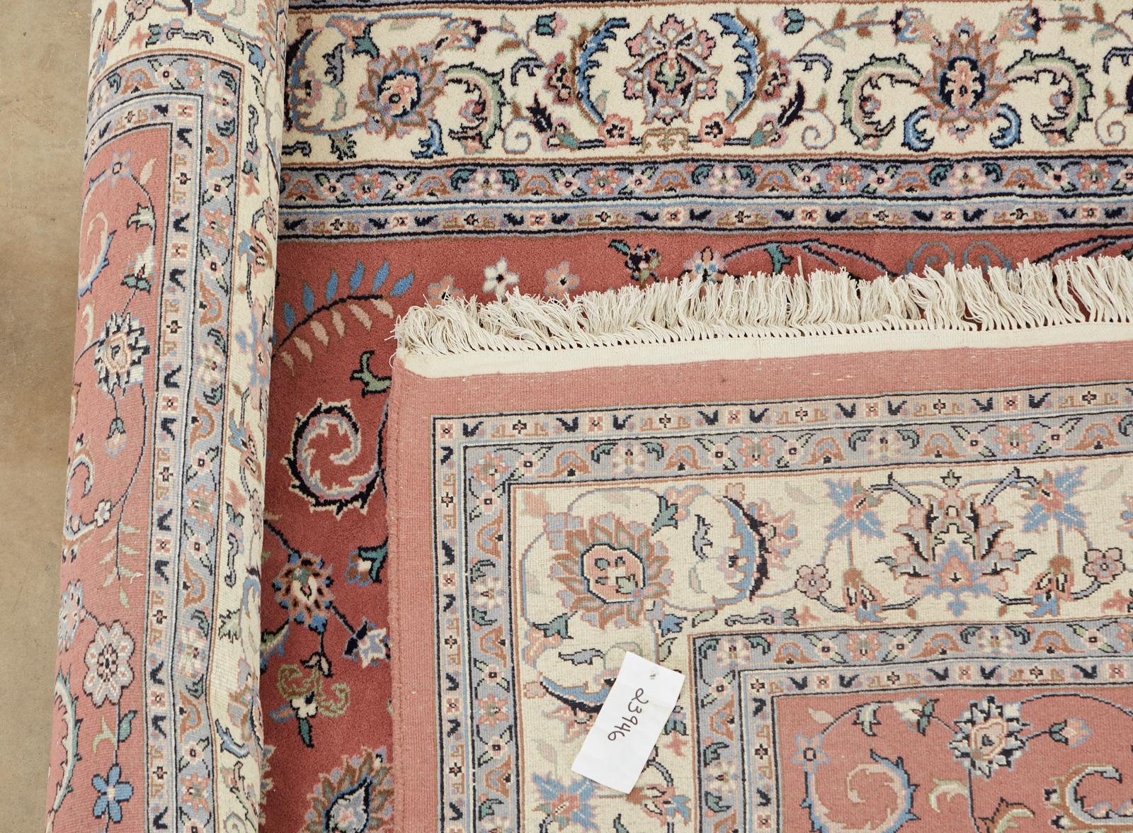 Raspberry Indo Persian Kashan Design Rug For Sale 10