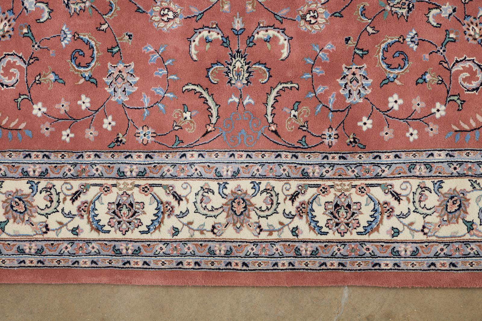 Contemporary Raspberry Indo Persian Kashan Design Rug For Sale