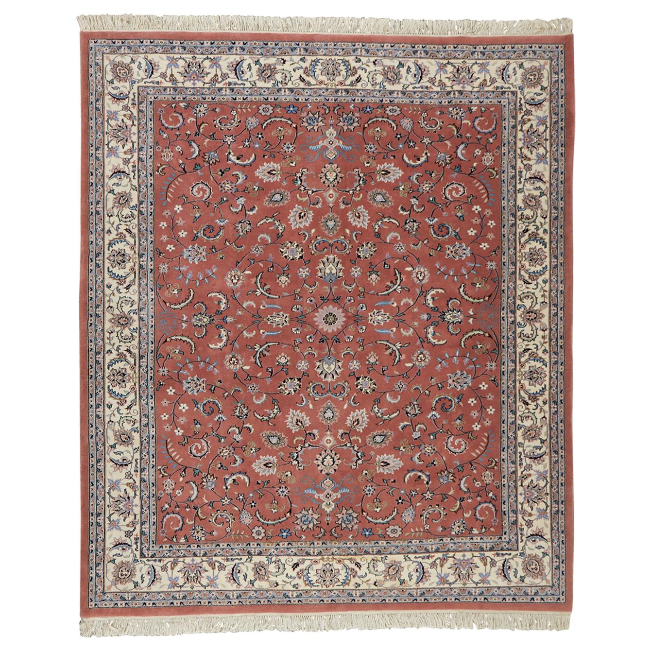 Raspberry Indo Persian Kashan Design Rug For Sale