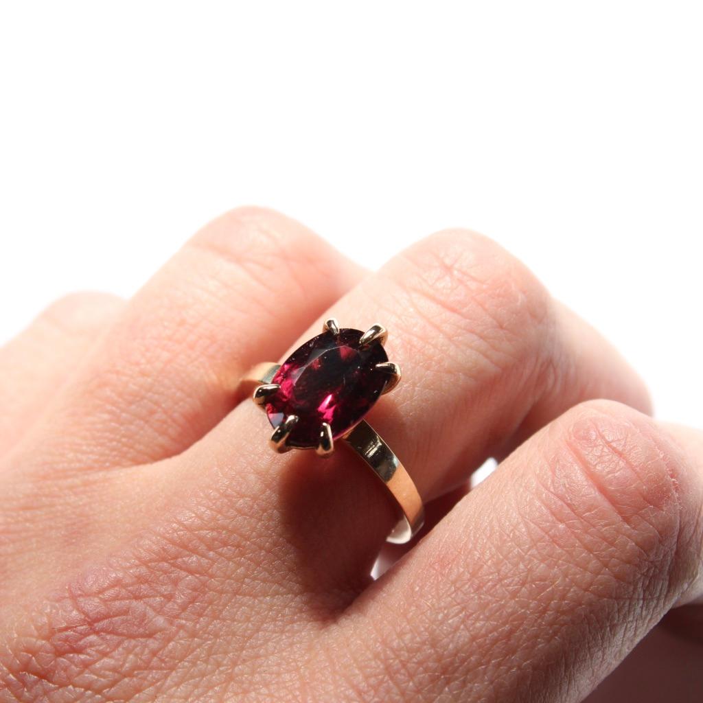 Raspberry pink tourmaline ring set in solid 14 karat yellow gold with a lovely had set oval tourmaline. This piece is one of a kind. 


Sone size:
3.11 carats
11.5 x 8.1 x 5mm

Size 7