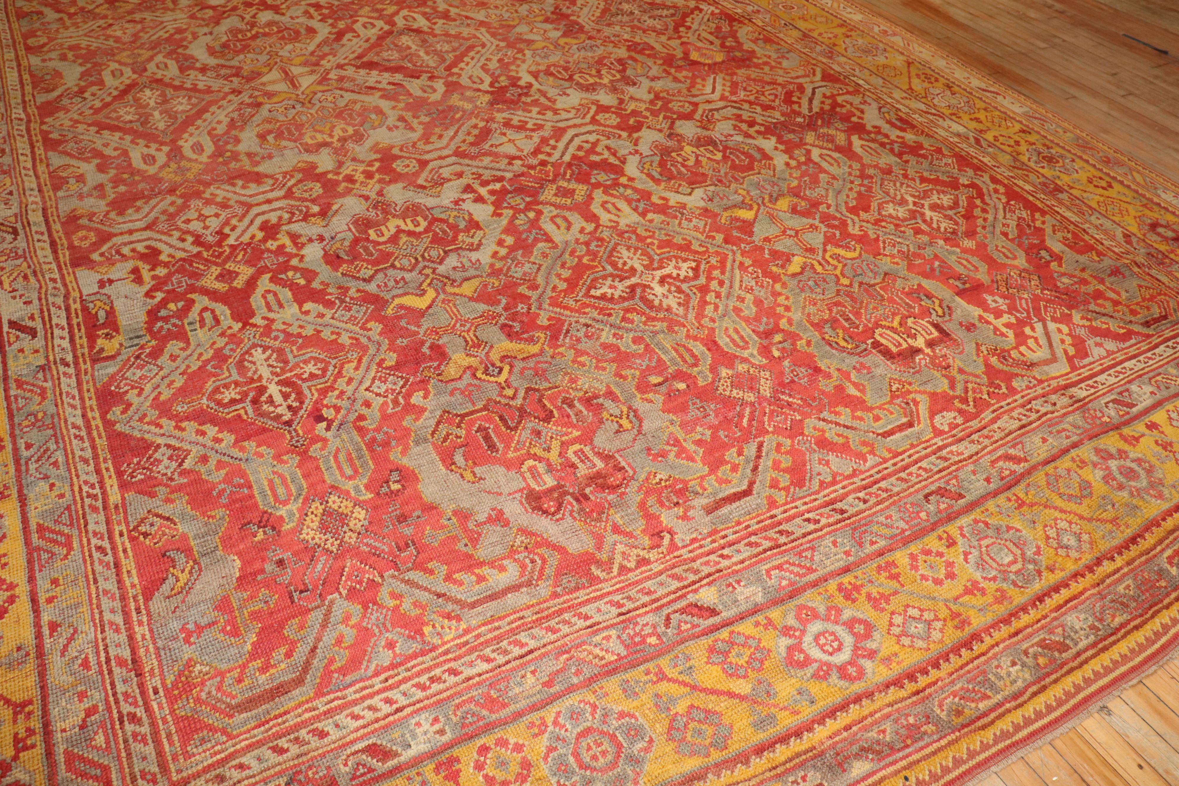 Rancho Monterey Raspberry Oversize Antique Turkish Oushak For Sale