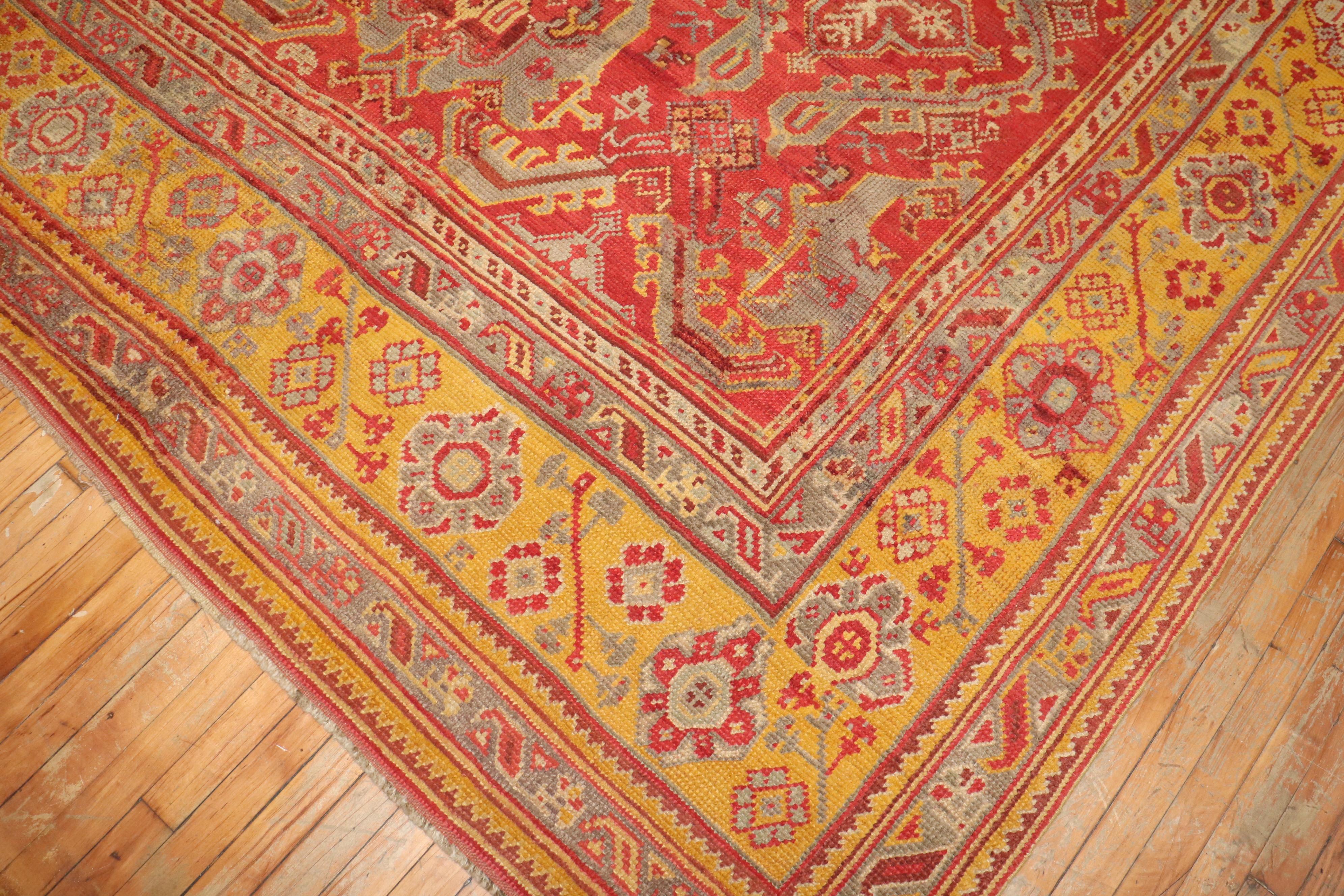 Raspberry Oversize Antique Turkish Oushak In Good Condition For Sale In New York, NY
