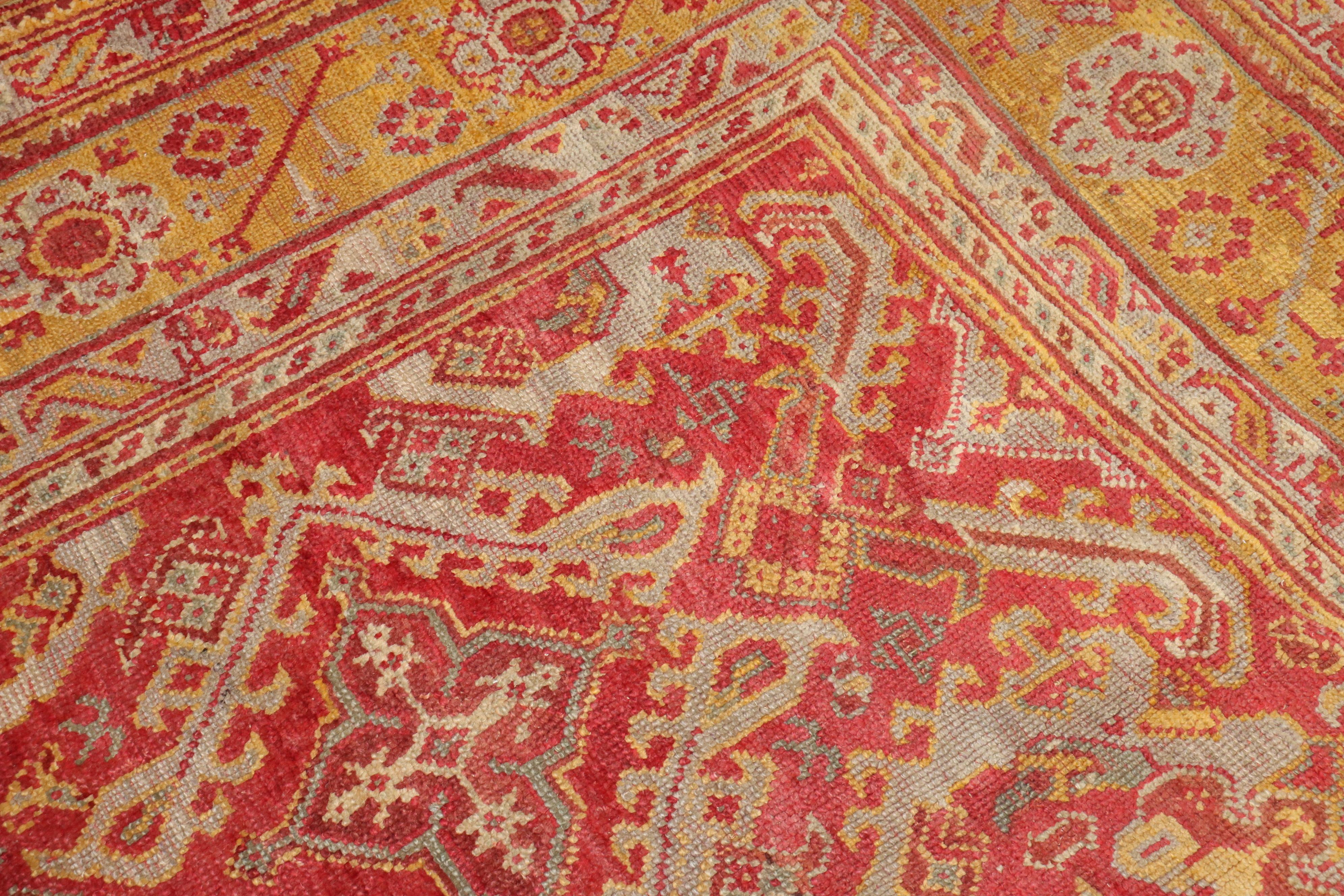 Raspberry Oversize Antique Turkish Oushak For Sale 1