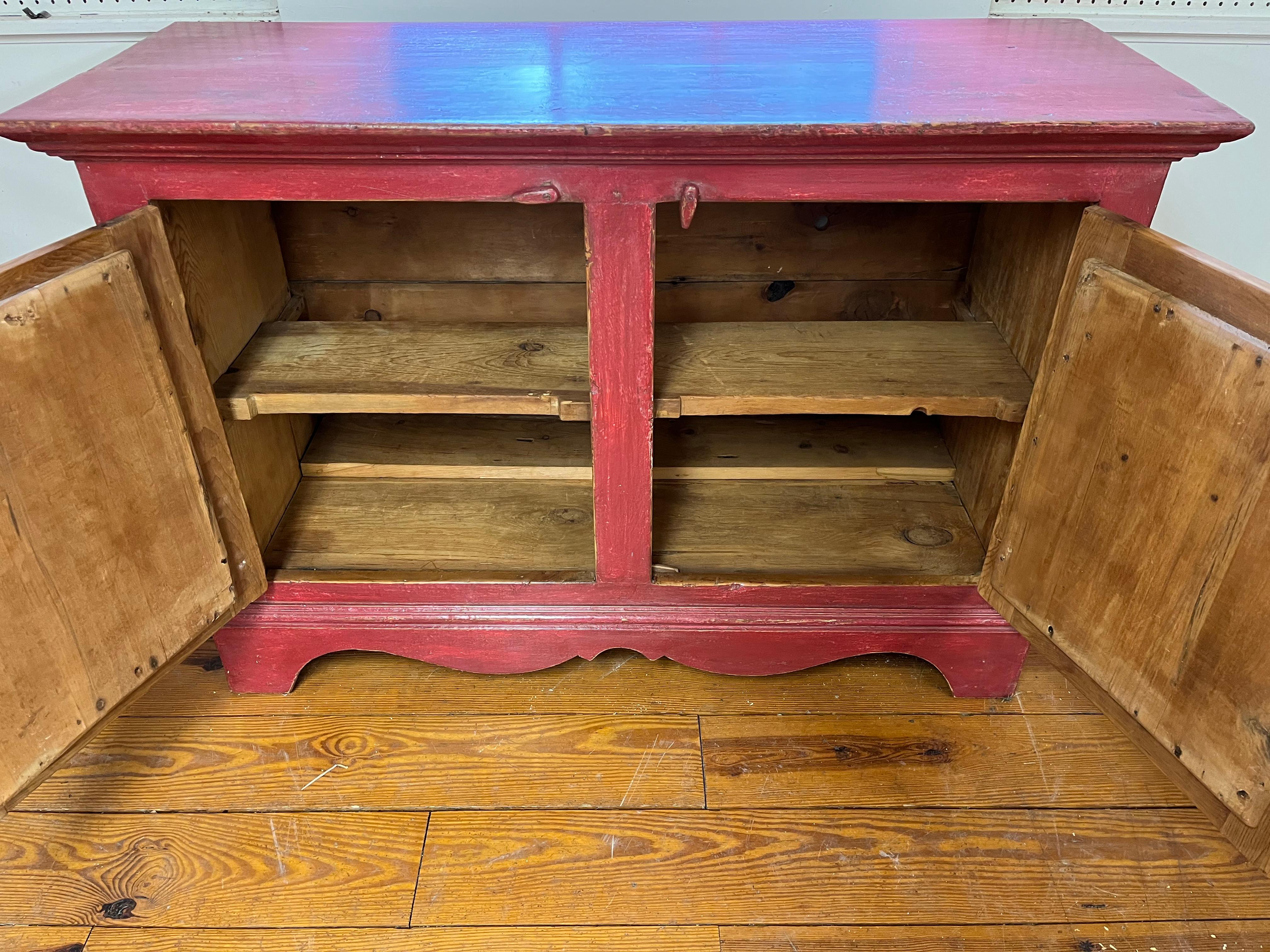 Raspberry Painted 2 Door Buffet In Good Condition In Sheffield, MA