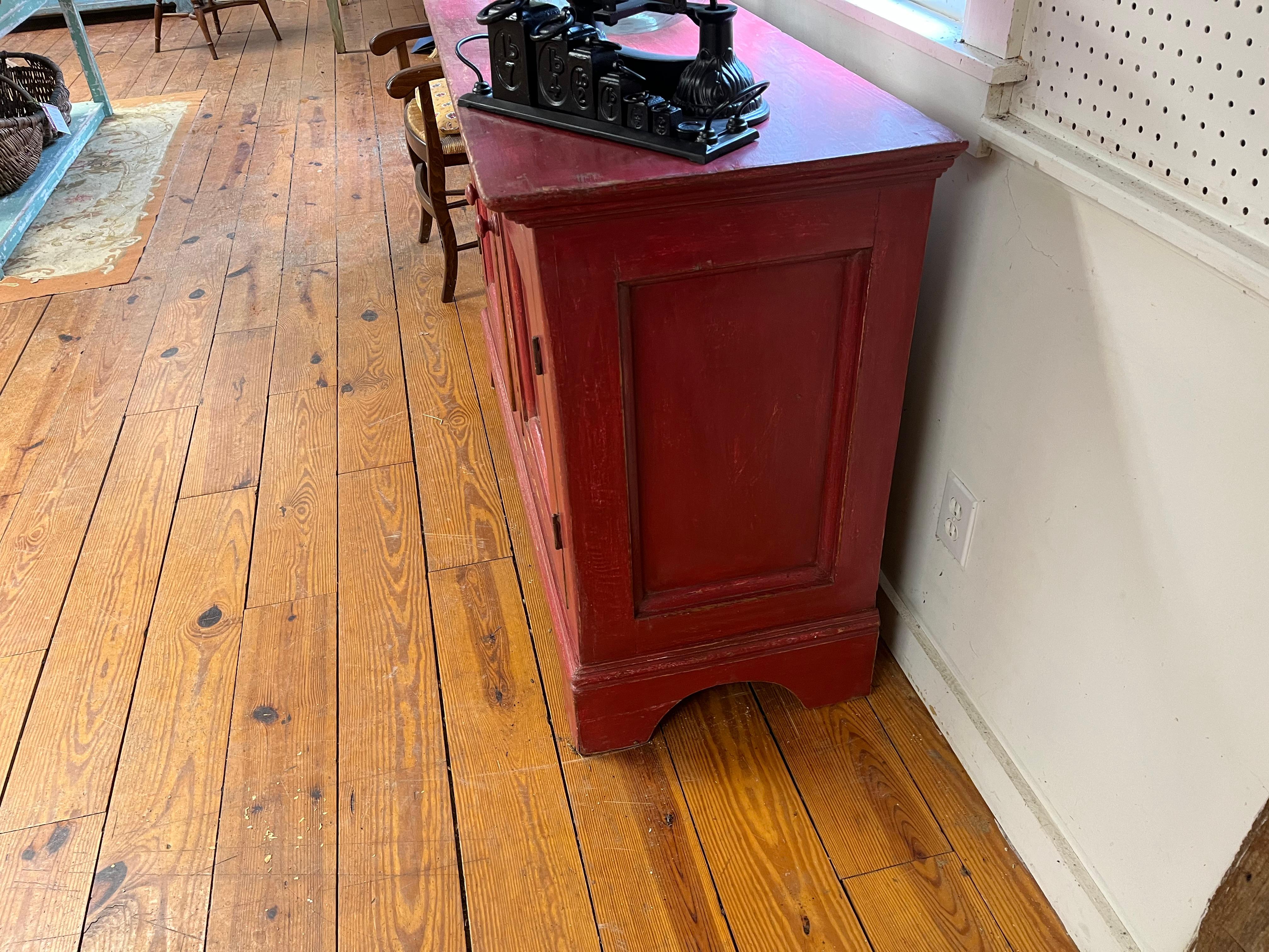 Mid-19th Century Raspberry Painted 2 Door Buffet