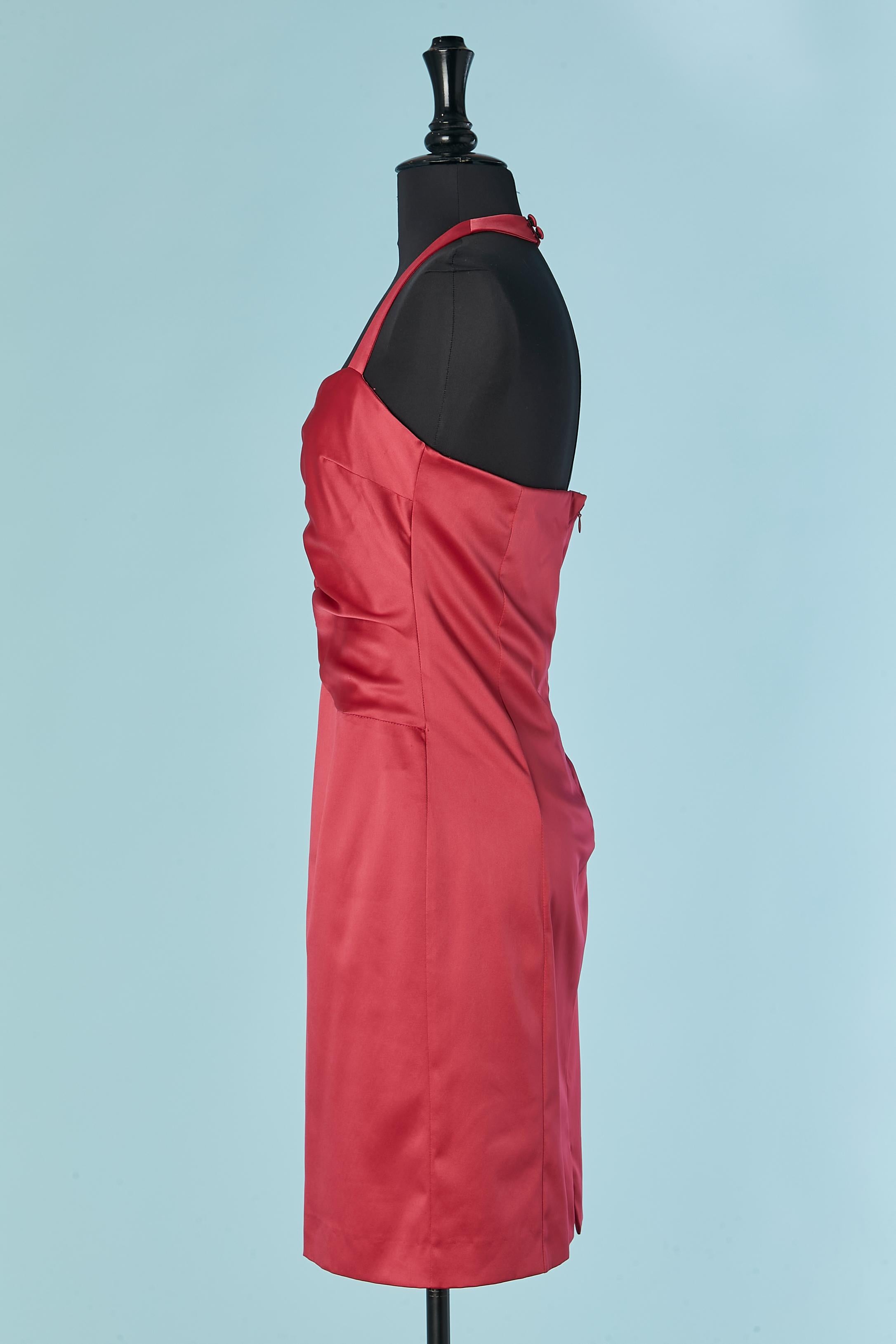 Rose Raspberry pink backless cocktail dress GALLIANO en vente