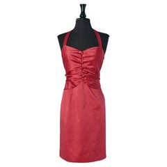 Raspberry pink backless cocktail dress GALLIANO