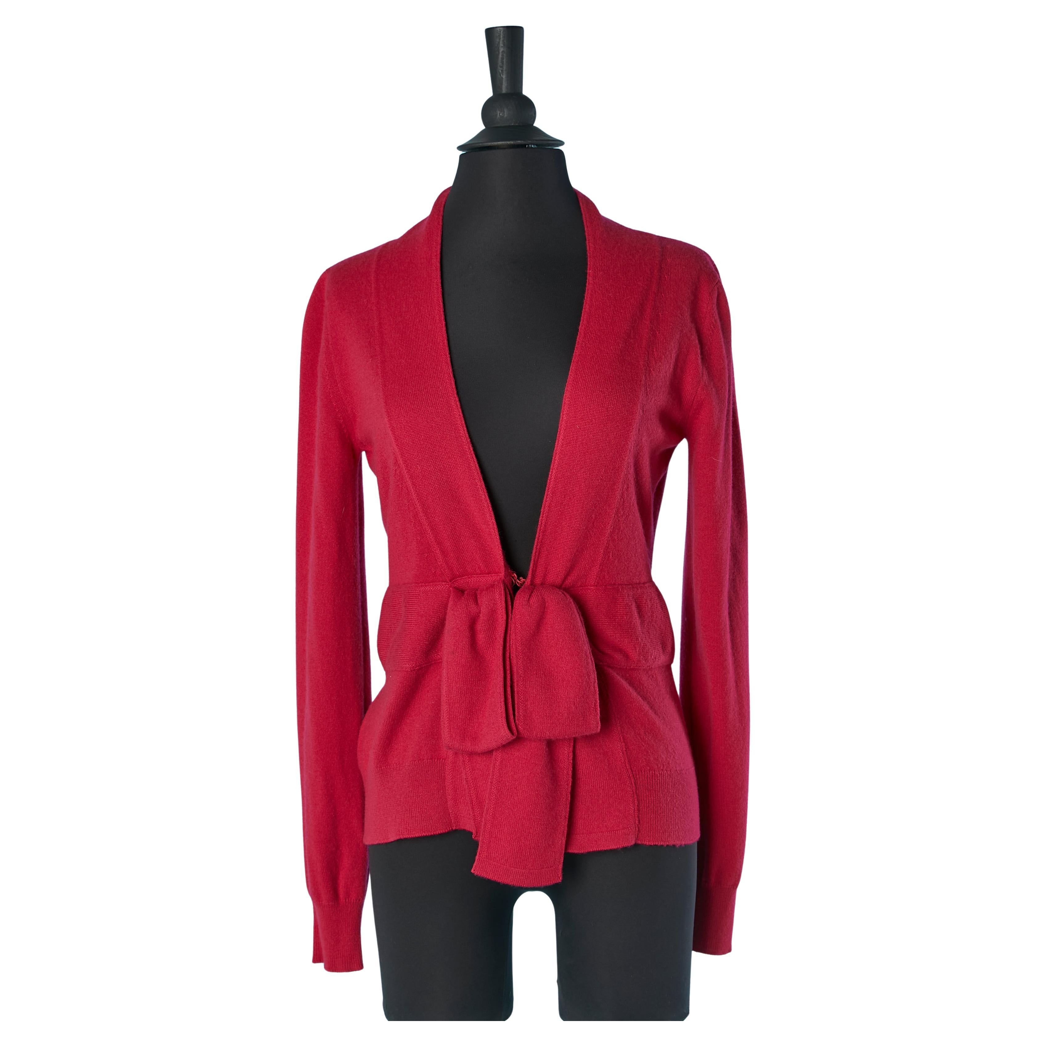 Raspberry Pink Kaschmirstrickjacke mit Schleife auf der mittleren Vorderseite von Louis Vuitton