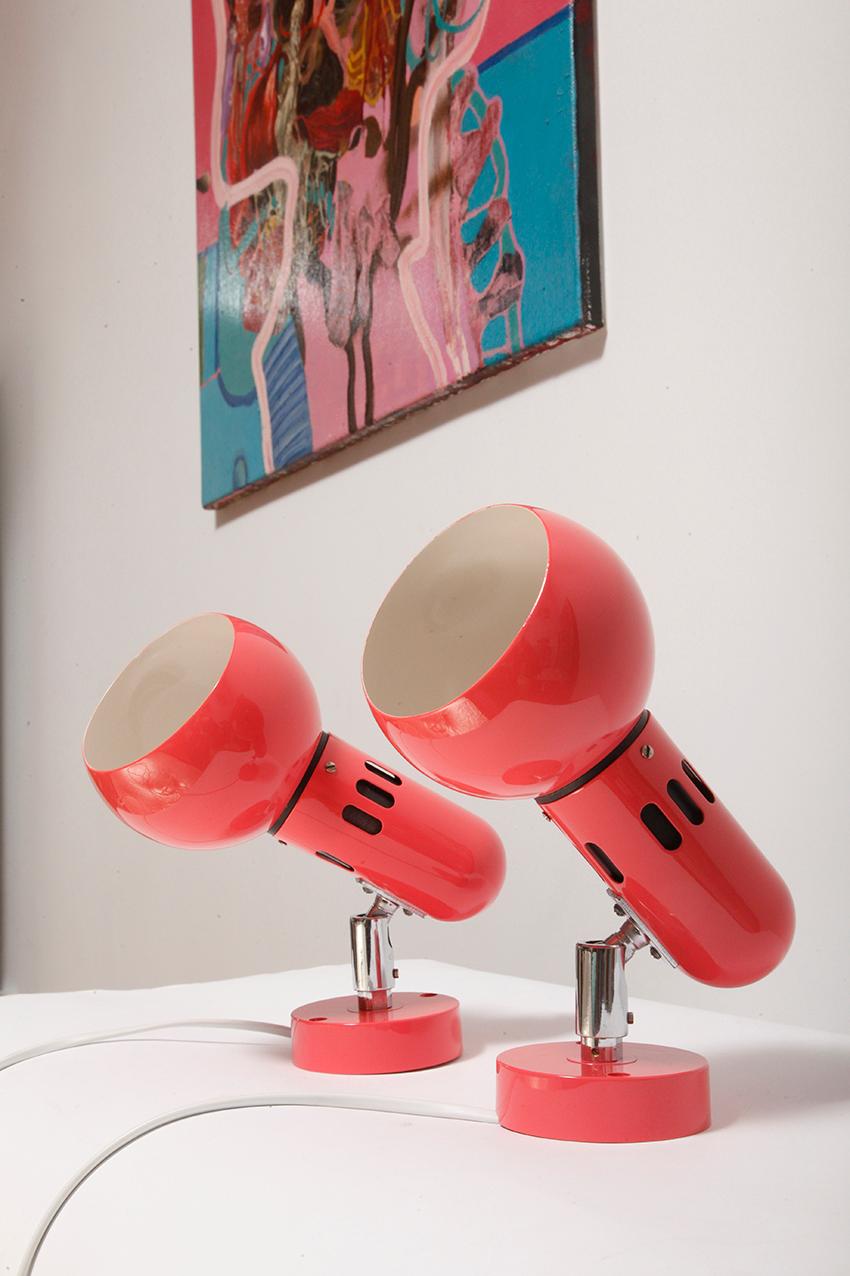 Raspberry/pink/coral Space Age plastic wall lamp by ERCO, Germany, 1970s. For Sale 6