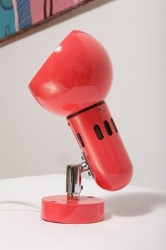 Raspberry/pink/coral Space Age plastic wall lamp by ERCO, Germany, 1970s.