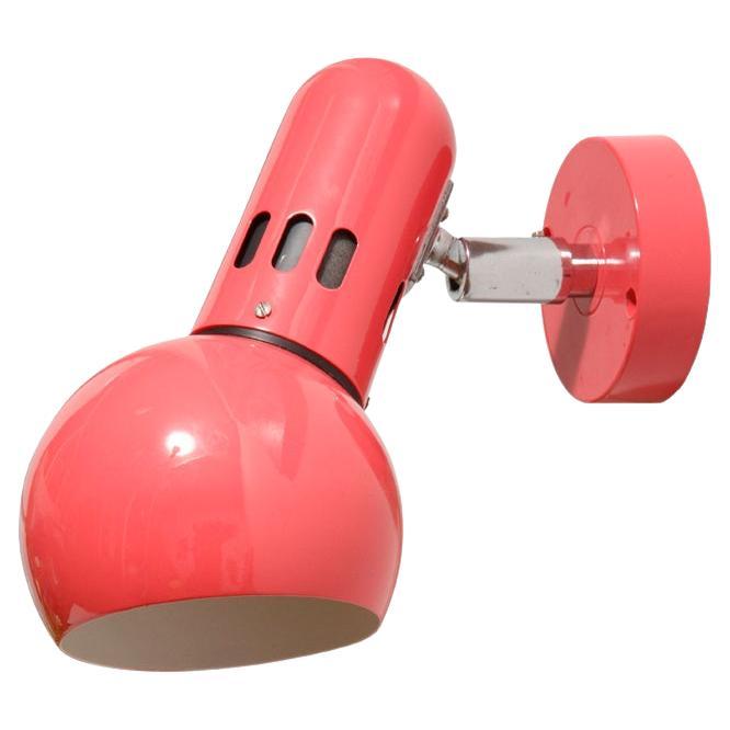 Raspberry/pink/coral Space Age plastic wall lamp by ERCO, Germany, 1970s. For Sale