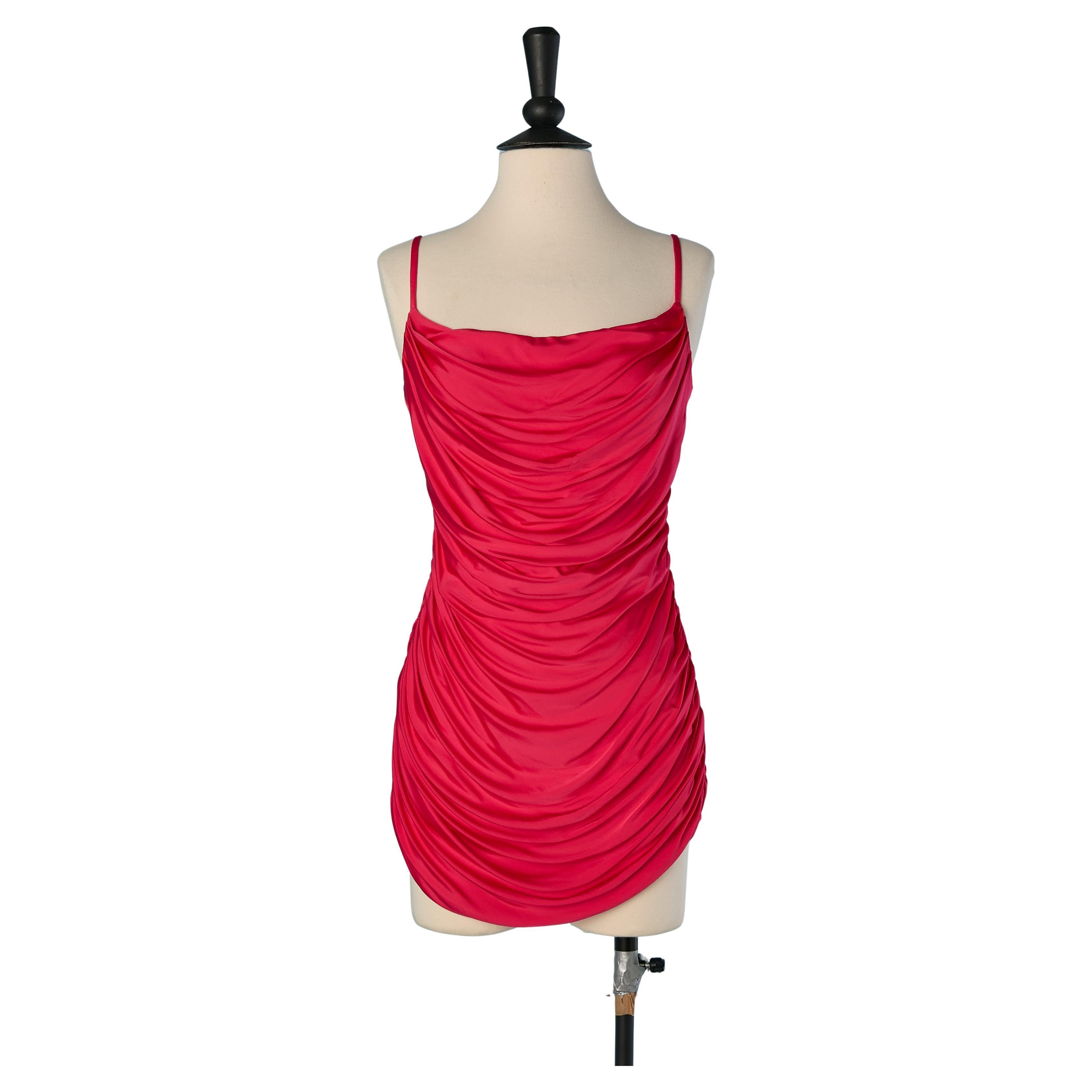Raspberry pink draped mini dress ALEXANDRE VAUTHIER For Sale