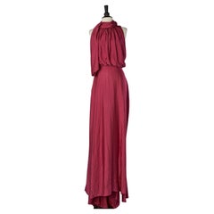 Raspberry pink evening dress with scarf collar and drag LANVIN by Alber Elbaz