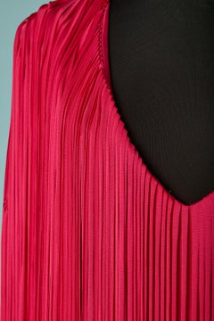 Mini robe en jersey rose framboise avec franges ALEXANDRE VAUTHIER