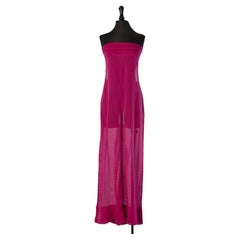 Raspberry pink see-through cotton veil bustier jumpsuit CHLOE