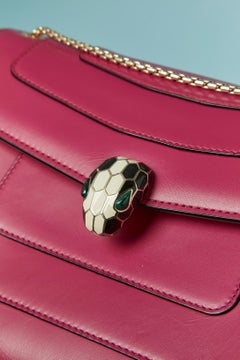 Raspberry pink shoulder bag with snake head closure BULGARI