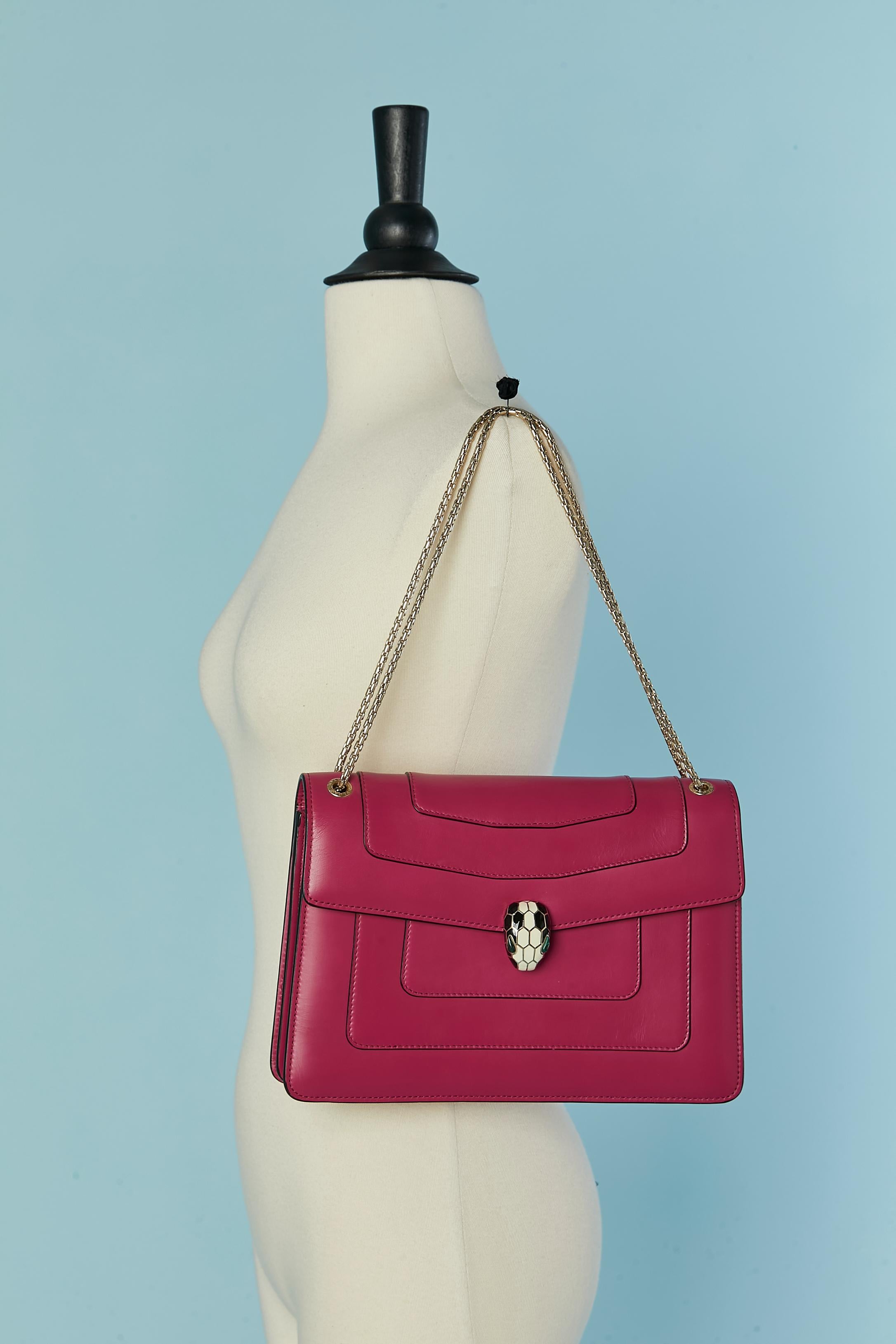 Women's Raspberry pink shoulder bag with snake head closure BULGARI For Sale