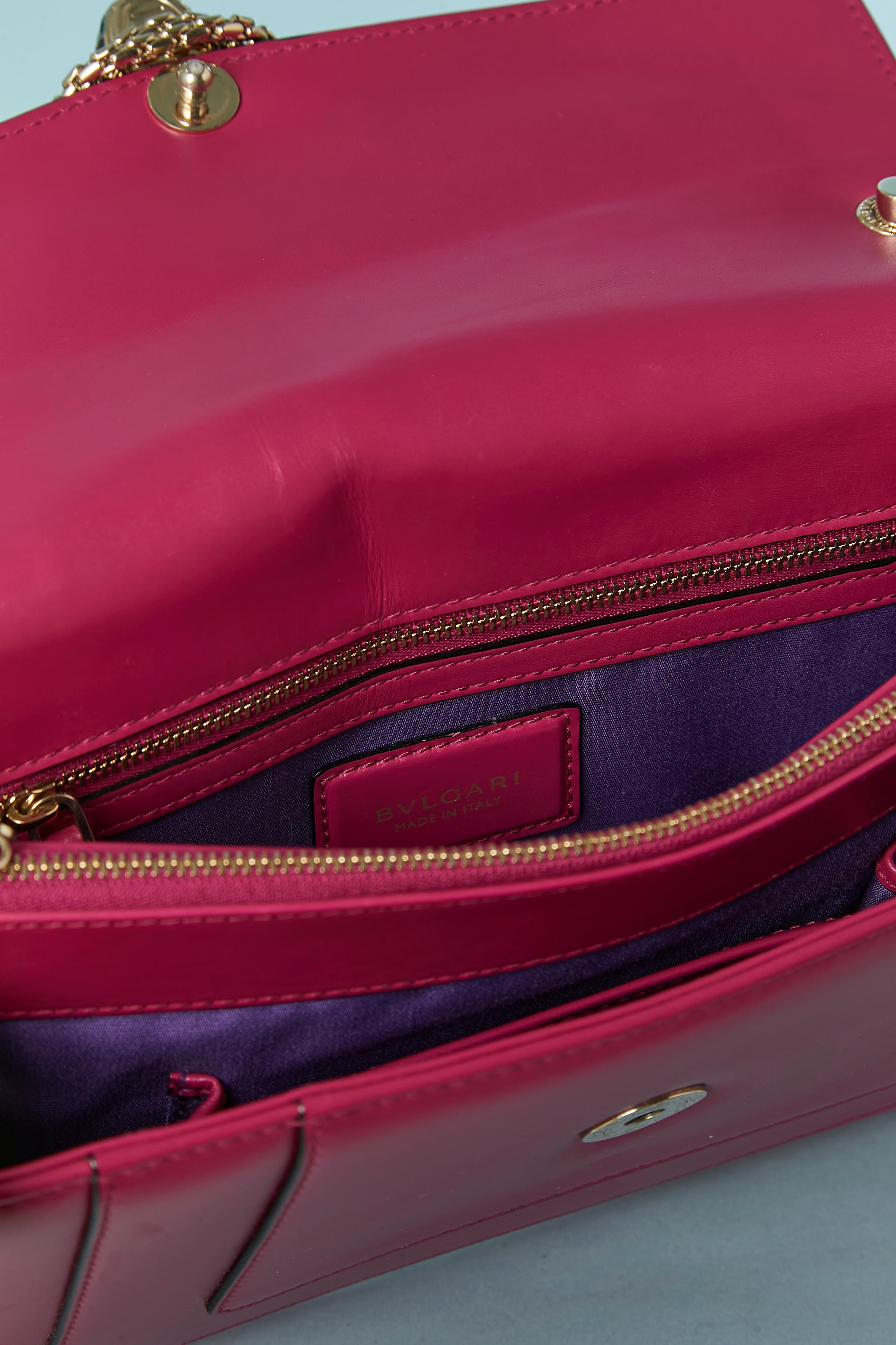 Raspberry pink shoulder bag with snake head closure BULGARI For Sale 2