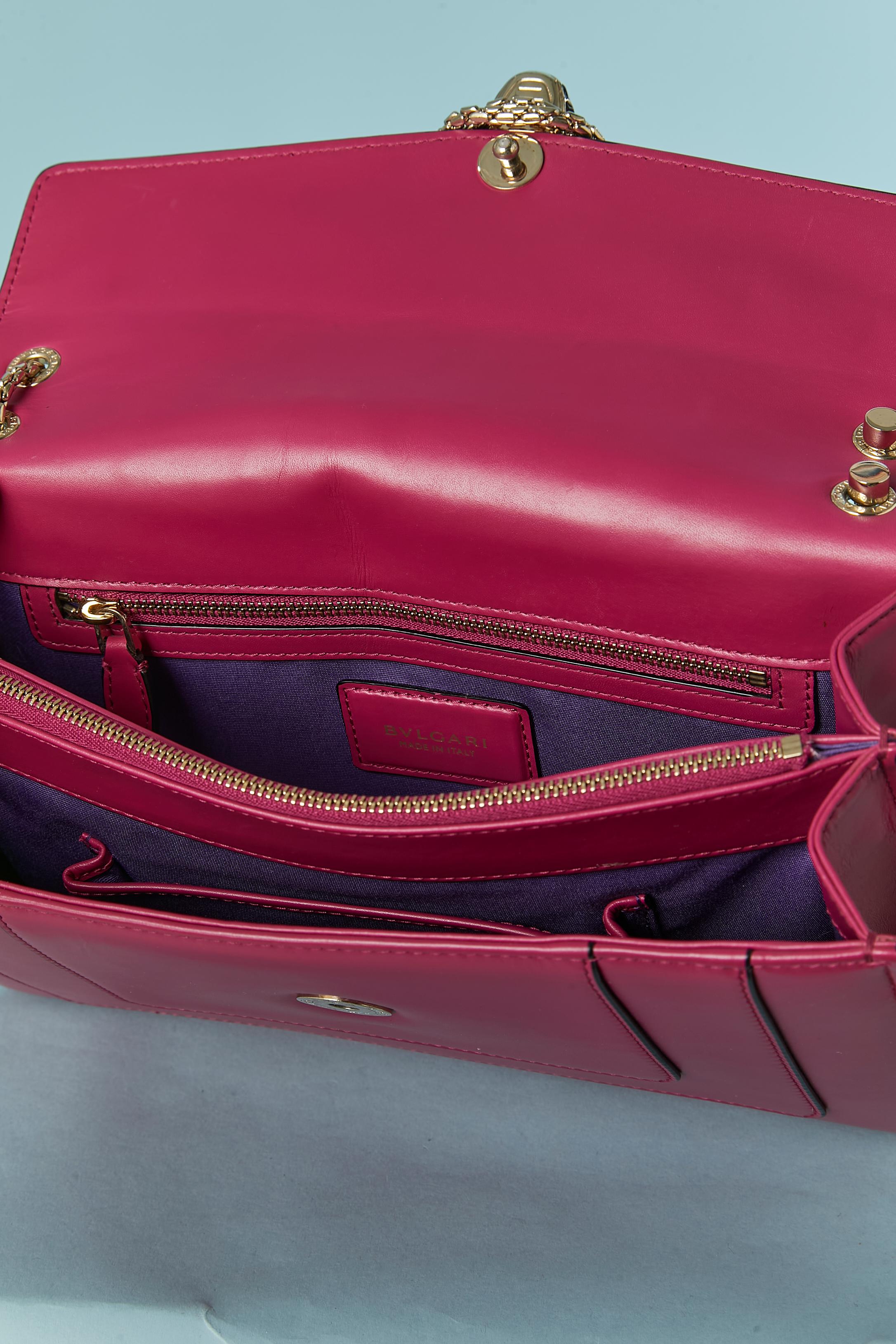 Raspberry pink shoulder bag with snake head closure BULGARI For Sale 3