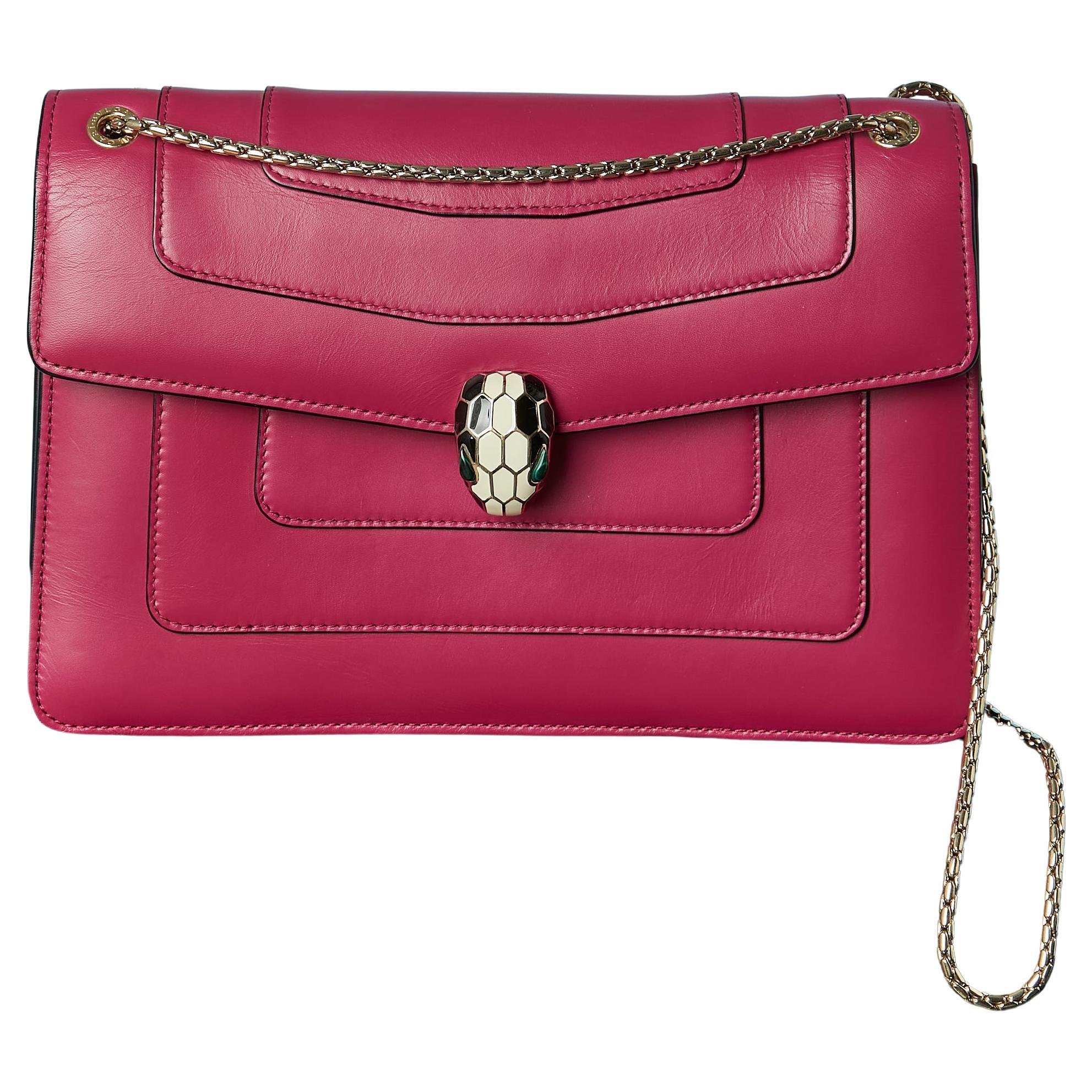 Raspberry pink shoulder bag with snake head closure BULGARI For Sale