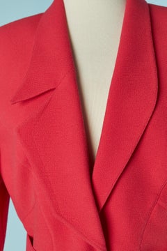 Raspberry pink single breasted jacket with asymmetrical collar THIERRY MUGLER