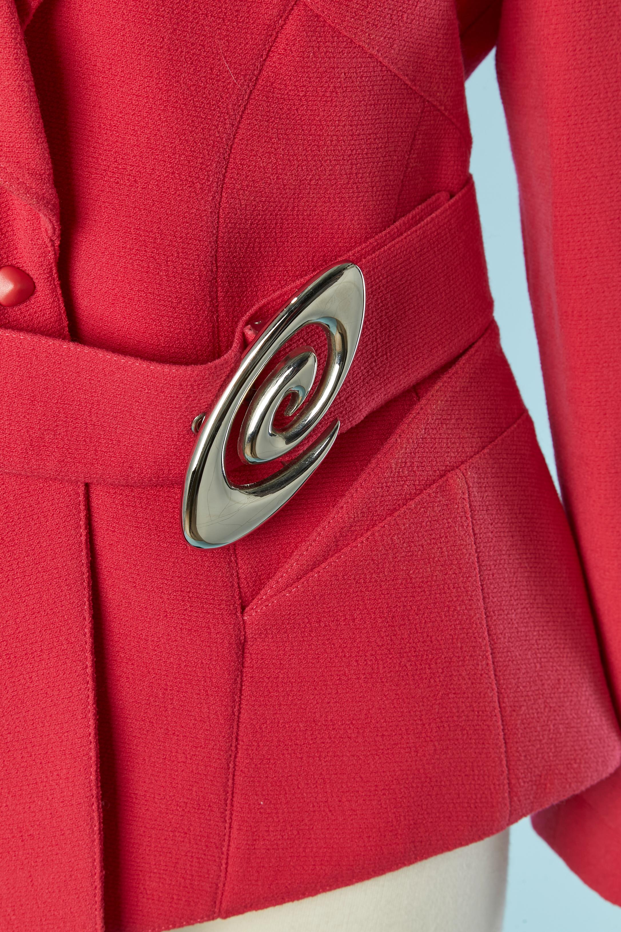 Rosa Giacca monopetto rosa lampone con collo asimmetrico Thierry Mugler in vendita