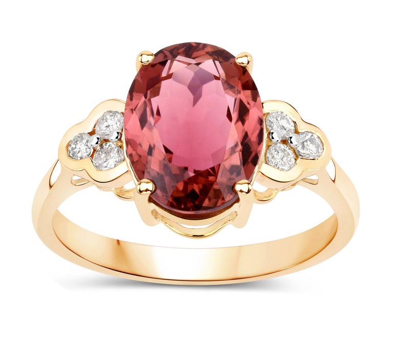 Raspberry Colored Rings Raspberry Pink Tourmaline and Diamond Cocktail Ring Total 3.30 Carats ...