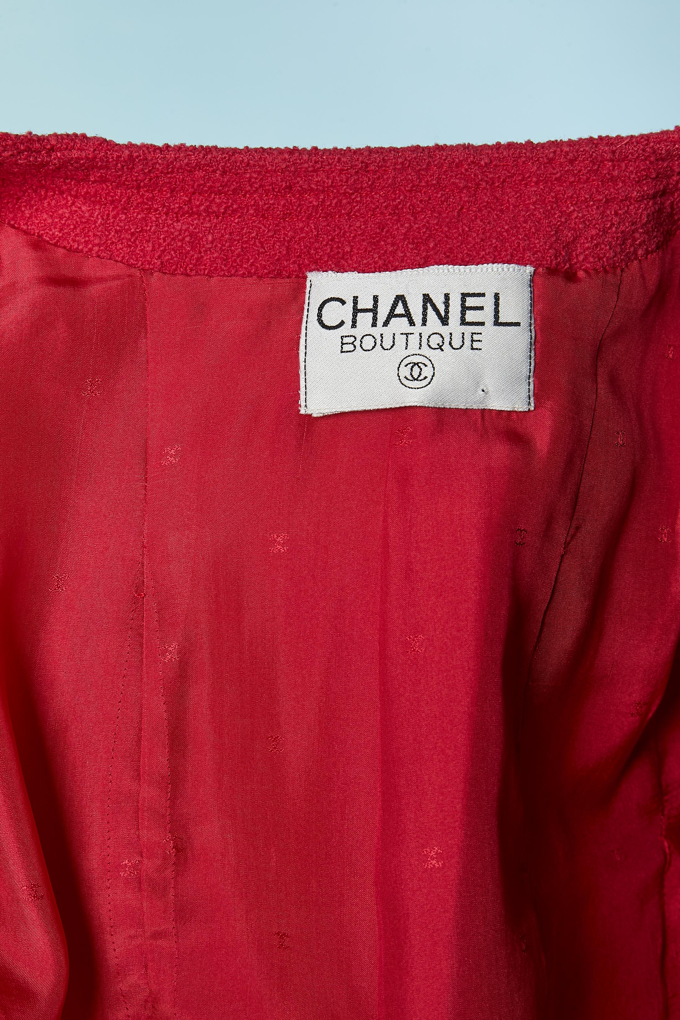 Raspberry pink tweed single breasted jacket CHANEL For Sale 5