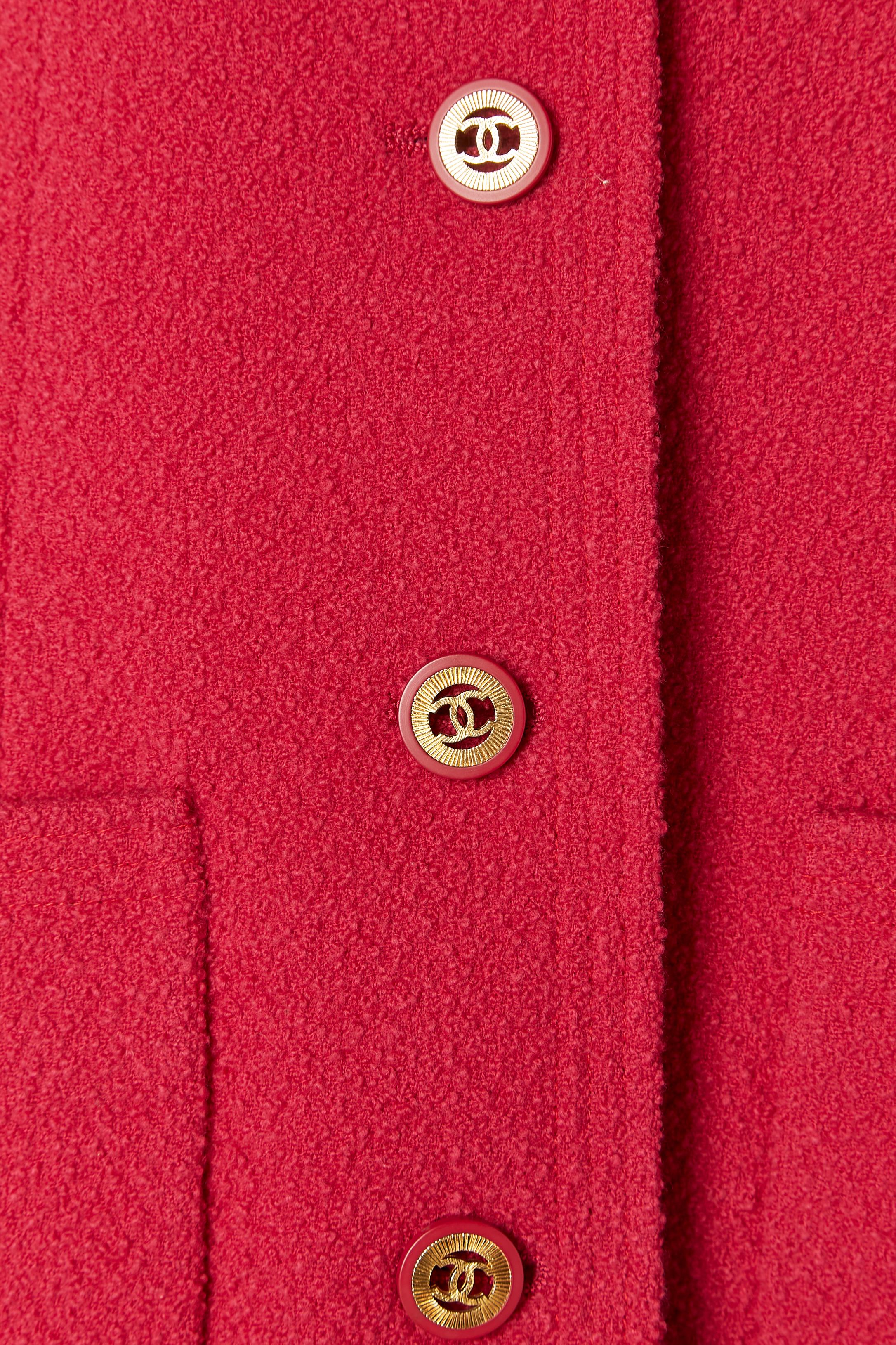 Pink Raspberry pink tweed single breasted jacket CHANEL For Sale