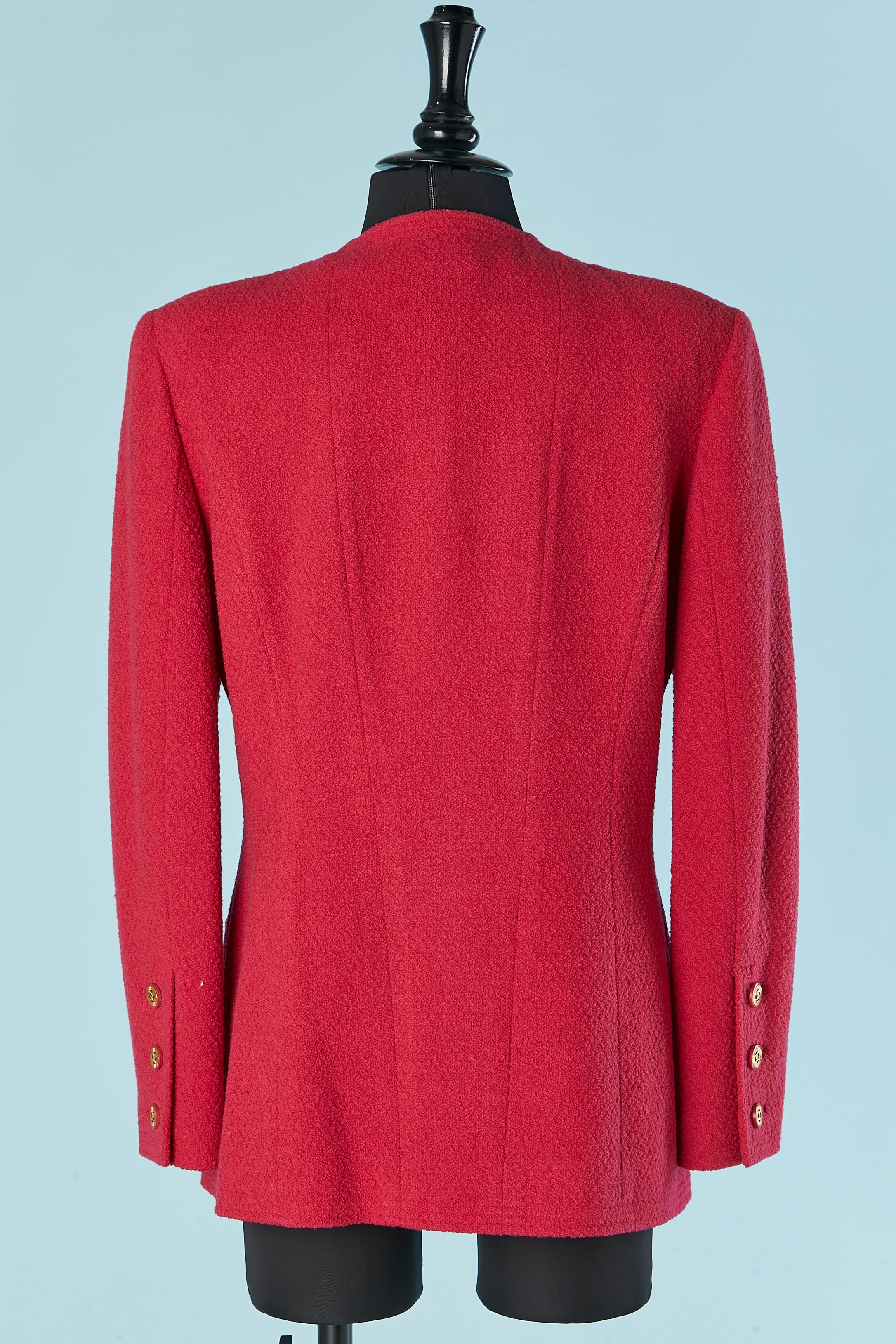 Raspberry pink tweed single breasted jacket CHANEL For Sale 3