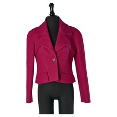 Raspberry pink wool single breasted jacket CHANEL
